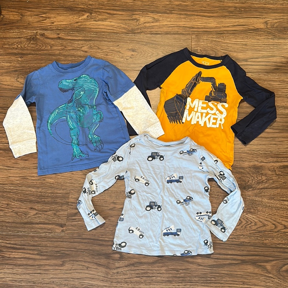 Boys 4t/5t long sleeve shirts. Slight stains on two. Gently worn.